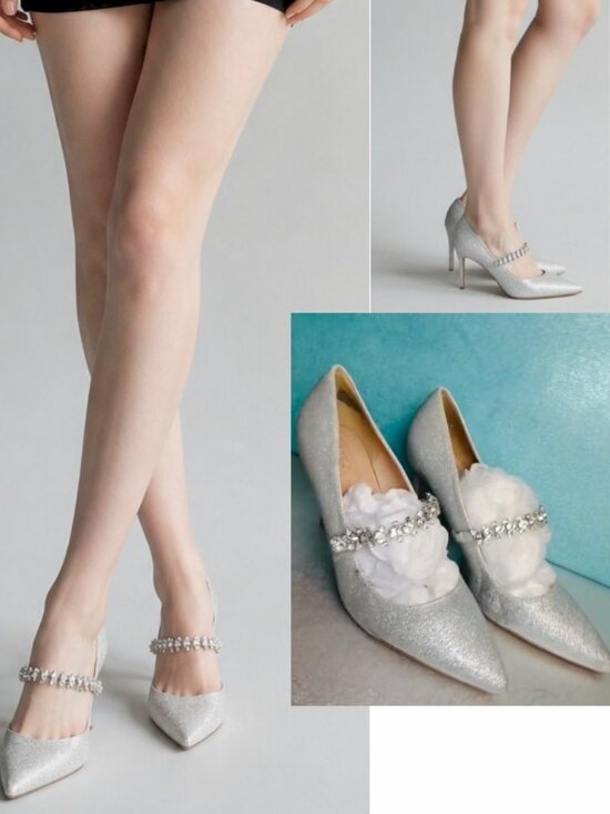 BCBGeneration Shoes - BCBGeneration Blingy Silver Rhinestone Pointed Toe High Heel Shoes Size 7.5